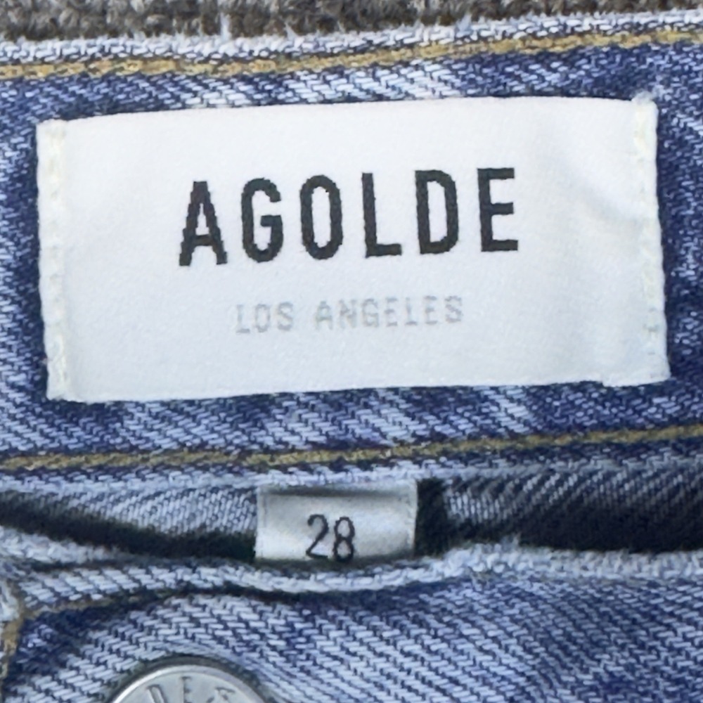Agolde Riley Jeans Size 28 Light Denim Distressed Cropped High Rise Button Fly - Picture 5 of 15